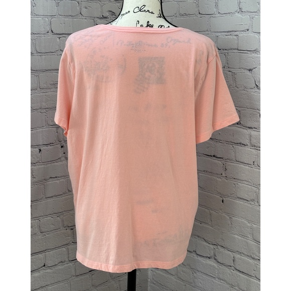 Time and Tru Women’s Peach Short Sleeve V-Neck T-Shirt (Size XXL) - Picture 4 of 9